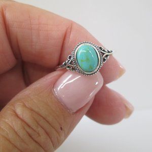 Turquoise Ring>925 Sterling Silver ring,Genuine Turquoise Ring,Dainty Turquoise